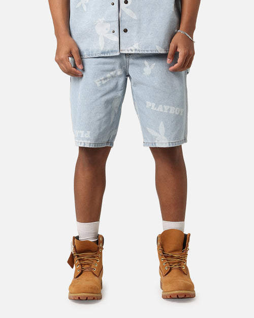 Playboy Carpenter Print Shorts Light Indigo