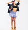 Ed Hardy Women's Pleated Denim Mini Skirt Light Blue Denim