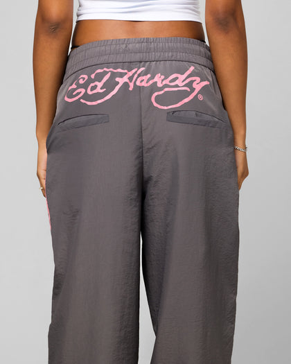 Ed Hardy Women's Nylon Sports Pant Grey/Pink