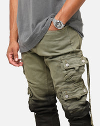 MNML B569 Cargo Flare Denim Jeans Olive/Black