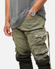 MNML B569 Cargo Flare Denim Jeans Olive/Black