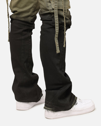 MNML B569 Cargo Flare Denim Jeans Olive/Black