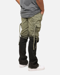 MNML B569 Cargo Flare Denim Jeans Olive/Black