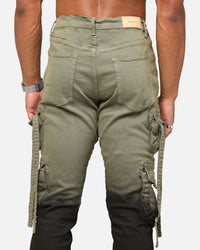 MNML B569 Cargo Flare Denim Jeans Olive/Black