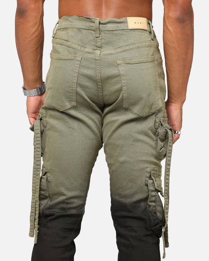 MNML B569 Cargo Flare Denim Jeans Olive/Black