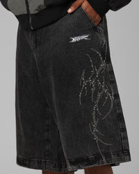Loiter Goth Clique Jorts Black