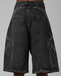 Loiter Goth Clique Jorts Black