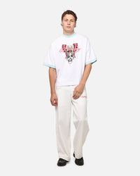 Ed Hardy Dragon Wide Leg Denim Jeans Off White