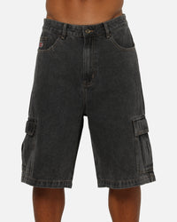 X-Large Baggy Cargo Denim 91 Shorts Washed Black