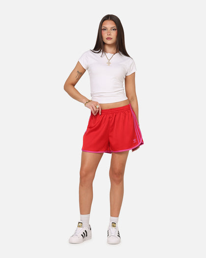 Adidas Women's Adicolor 3-Stripes Sprinter Shorts Scarlet/Fuchsia