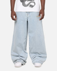 Ed Hardy Dragon Ultra Wide Leg Jeans Light Wash Blue