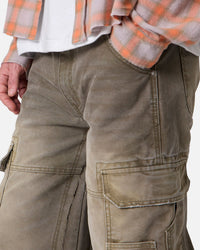 MNML Double Knee Cargo Pants Olive