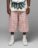 Loiter Utility Cargo Shorts Pink Check