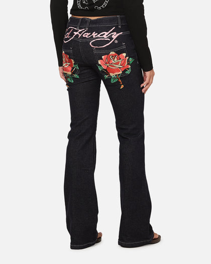 Ed Hardy Women's Rose Bootcut Jeans Raw Indigo