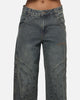 Women's Panelled Ultra Baggy Jeans Mid Blue