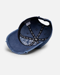 Von Dutch Distressed Zigzag Dad Strapback Cap Navy