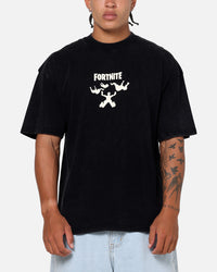 73Studio X Fortnite Where We Droppin T-Shirt Black Acidwash