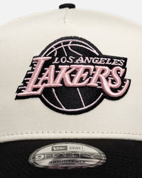 New Era Los Angeles Lakers "Chrome Black Pink" 9Forty A-Frame Snapback White