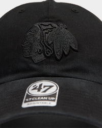 47 Brand Chicago Blackhawks Clean Up Strapback Black/Black