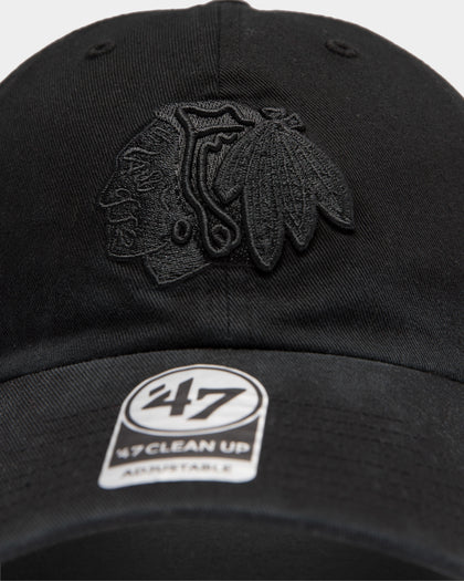 47 Brand Chicago Blackhawks Clean Up Strapback Black/Black
