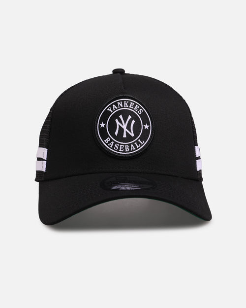 New Era New York Yankees 'Stripe' 9FORTY A-Frame Trucker Snapback Black/White
