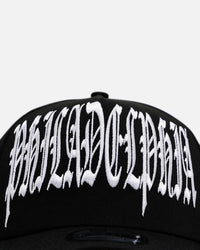 New Era Philadelphia Phillies 'Oversized Gothic Script Crown' 9FORTY A-Frame Snapback Black/White