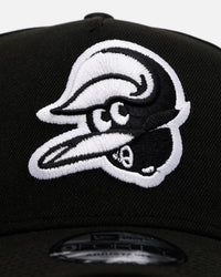 New Era Baltimore Orioles 'Black White Upside Down Logo' 9FORTY A-Frame Snapback Black/White