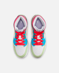 Jordan Kids' Air Jordan 1 Mid SE "Multi-Colour" (GS) White/Taxi/Dark Shadow/Hyper Pink/New Emerald/Vapour Green
