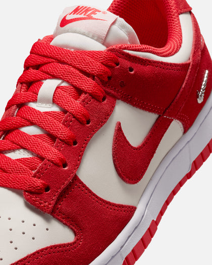 Nike Women's Dunk Low Suede Sail/Lt Crimson-White-Metallic Silver