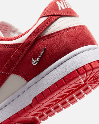 Nike Women's Dunk Low Suede Sail/Lt Crimson-White-Metallic Silver