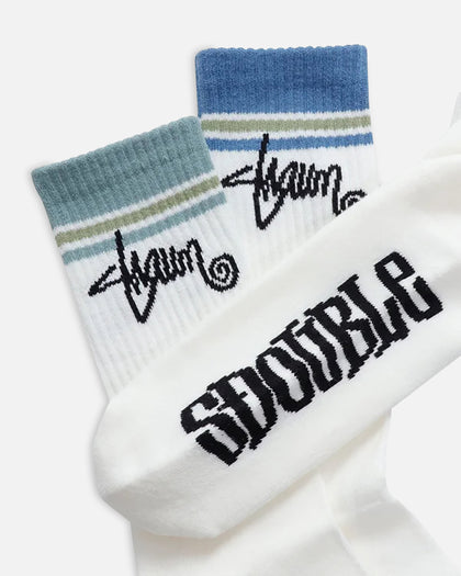 S Double Stripe Shawn Script Crew Socks 3 Pack Multi