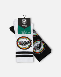 Foot-ies Penrith Panthers Crew Socks 2 Pack White/Black