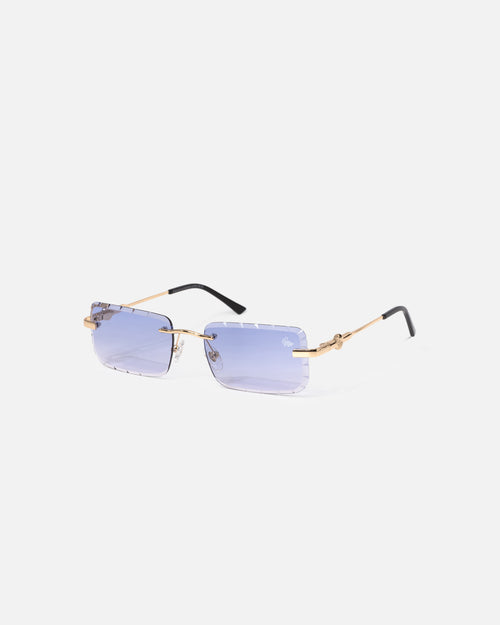Belvoir & Co Hampton Diamond Cut Sunglasses Gold/Blue