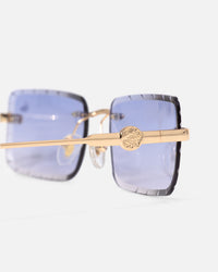 Belvoir & Co Hampton Diamond Cut Sunglasses Gold/Blue