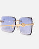 Belvoir & Co Hampton Diamond Cut Sunglasses Gold/Blue