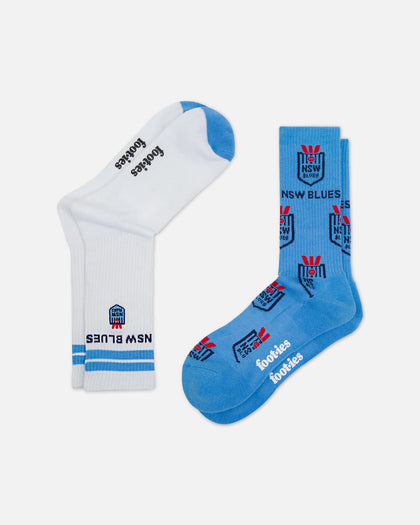 Foot-ies NSW Blues Icons Sneaker Socks 2 Pack White/Blue