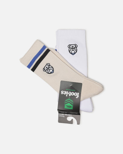 Foot-ies Canterbury-Bankstown Bulldogs Sneaker Socks 2 Pack Off White/White