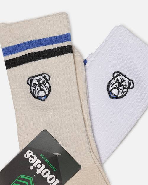 Foot-ies Canterbury-Bankstown Bulldogs Sneaker Socks 2 Pack Off White/White