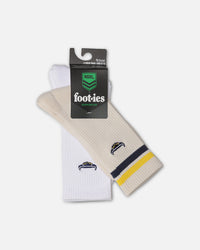 Foot-ies North Queensland Cowboys Sneaker Socks 2 Pack Off White/White