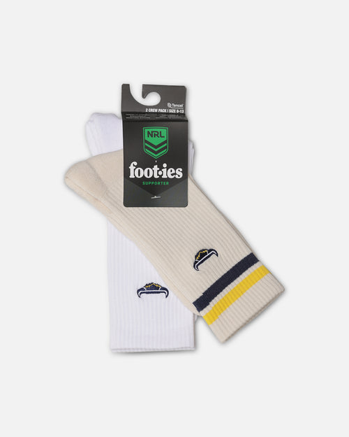 Foot-ies North Queensland Cowboys Sneaker Socks 2 Pack Off White/White