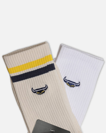 Foot-ies North Queensland Cowboys Sneaker Socks 2 Pack Off White/White