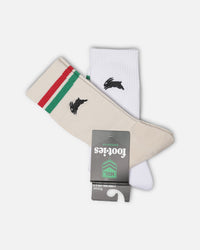 Foot-ies South Sydney Rabbitohs Sneaker Socks 2 Pack Off White/White