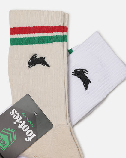 Foot-ies South Sydney Rabbitohs Sneaker Socks 2 Pack Off White/White