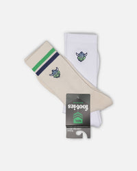 Foot-ies Canberra Raiders Sneaker Socks 2 Pack Off White/White