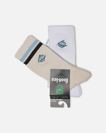 Foot-ies Sydney Cronulla-Sutherland Sneaker Socks 2 Pack Off White/White