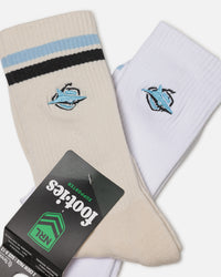 Foot-ies Sydney Cronulla-Sutherland Sneaker Socks 2 Pack Off White/White