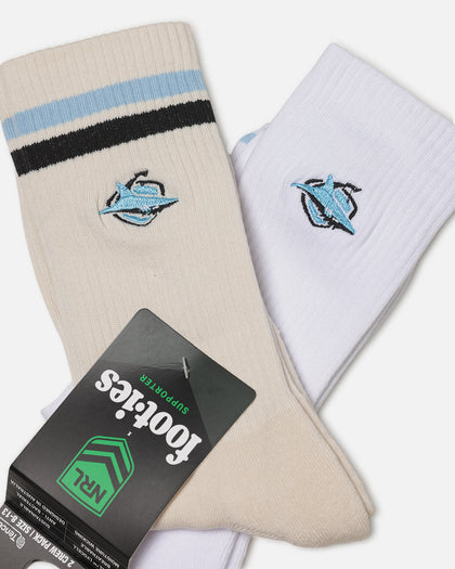 Foot-ies Sydney Cronulla-Sutherland Sneaker Socks 2 Pack Off White/White
