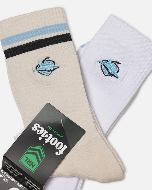 Foot-ies Sydney Cronulla-Sutherland Sneaker Socks 2 Pack Off White/White