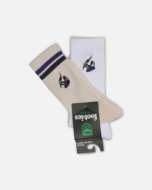Foot-ies Melbourne Storm Sneaker Socks 2 Pack Off White/White