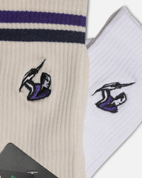 Foot-ies Melbourne Storm Sneaker Socks 2 Pack Off White/White